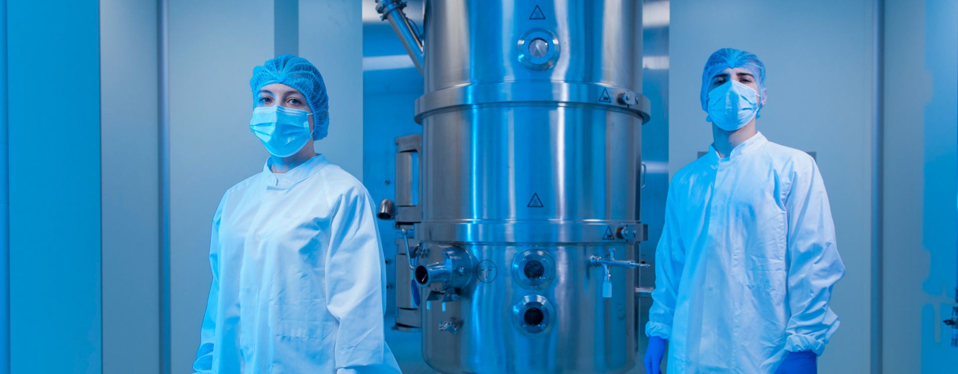 Employees of the Biofarma Groupp plant in Gallarate