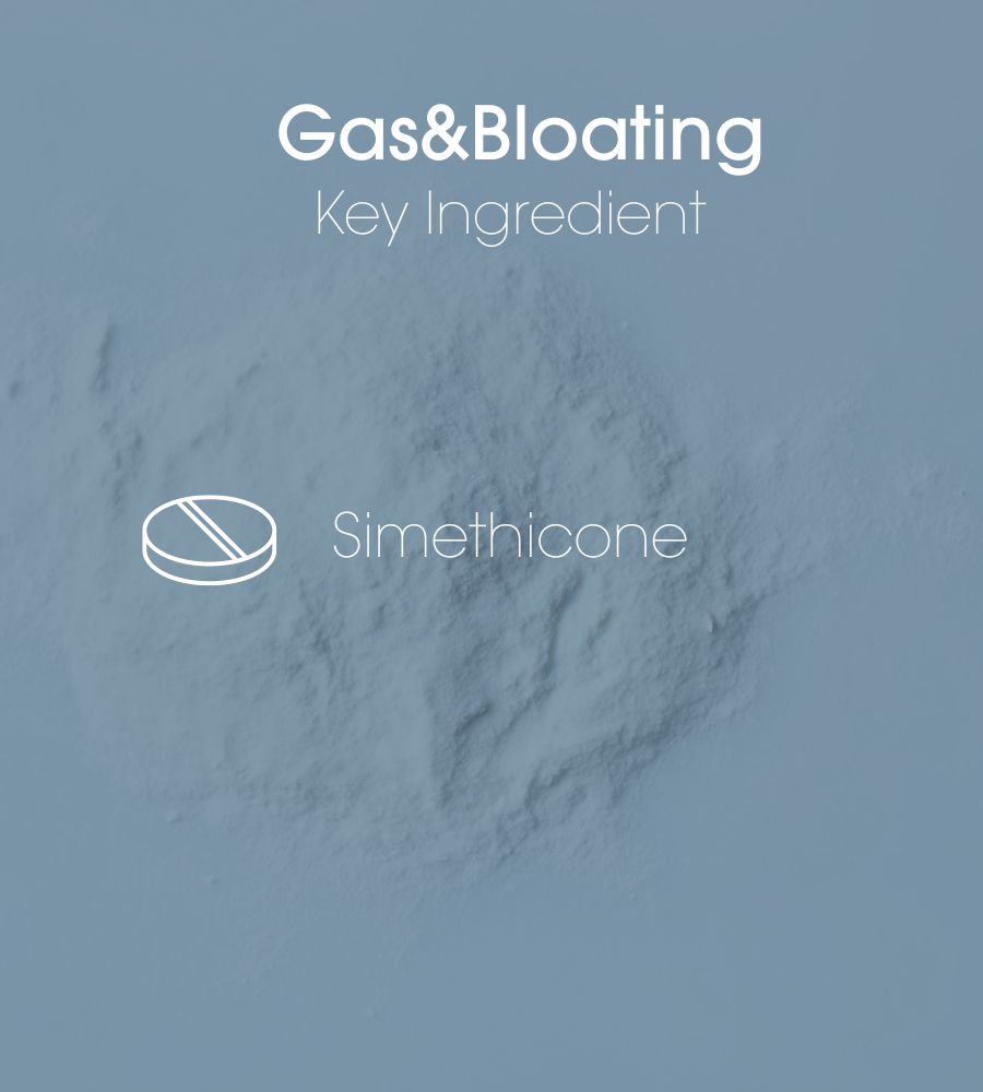 Simeticone, ingrediente principale del prodotto Gas&Bloating contro la dispepsia